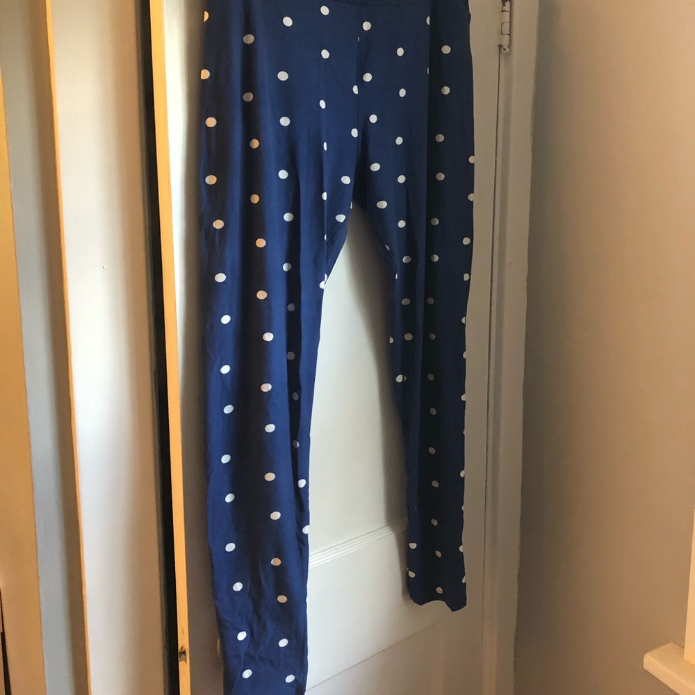 Lularoe TC leggings blue polka dot